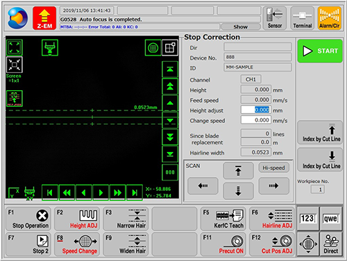 Manual alignment screen